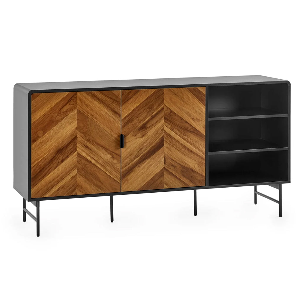 Wooden Sideboard With 2 Doors And 2 Shelves - Alvin
