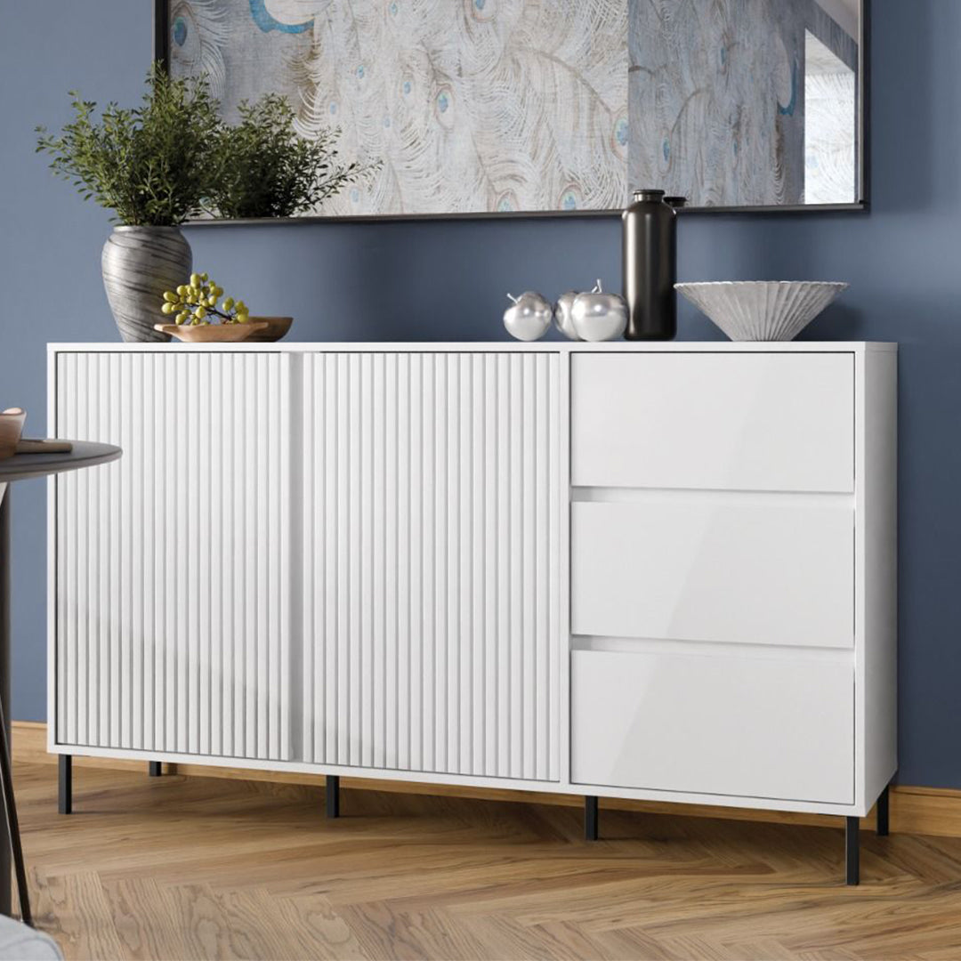 Wooden Sideboard With 2 Doors And 3 Drawers - Avenale