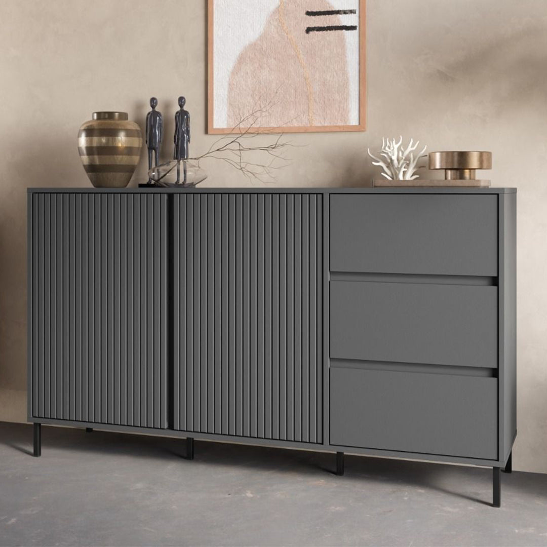 Wooden Sideboard With 2 Doors And 3 Drawers - Avenale