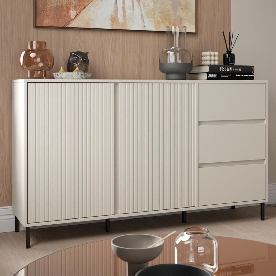 Wooden Sideboard With 2 Doors And 3 Drawers - Avenale