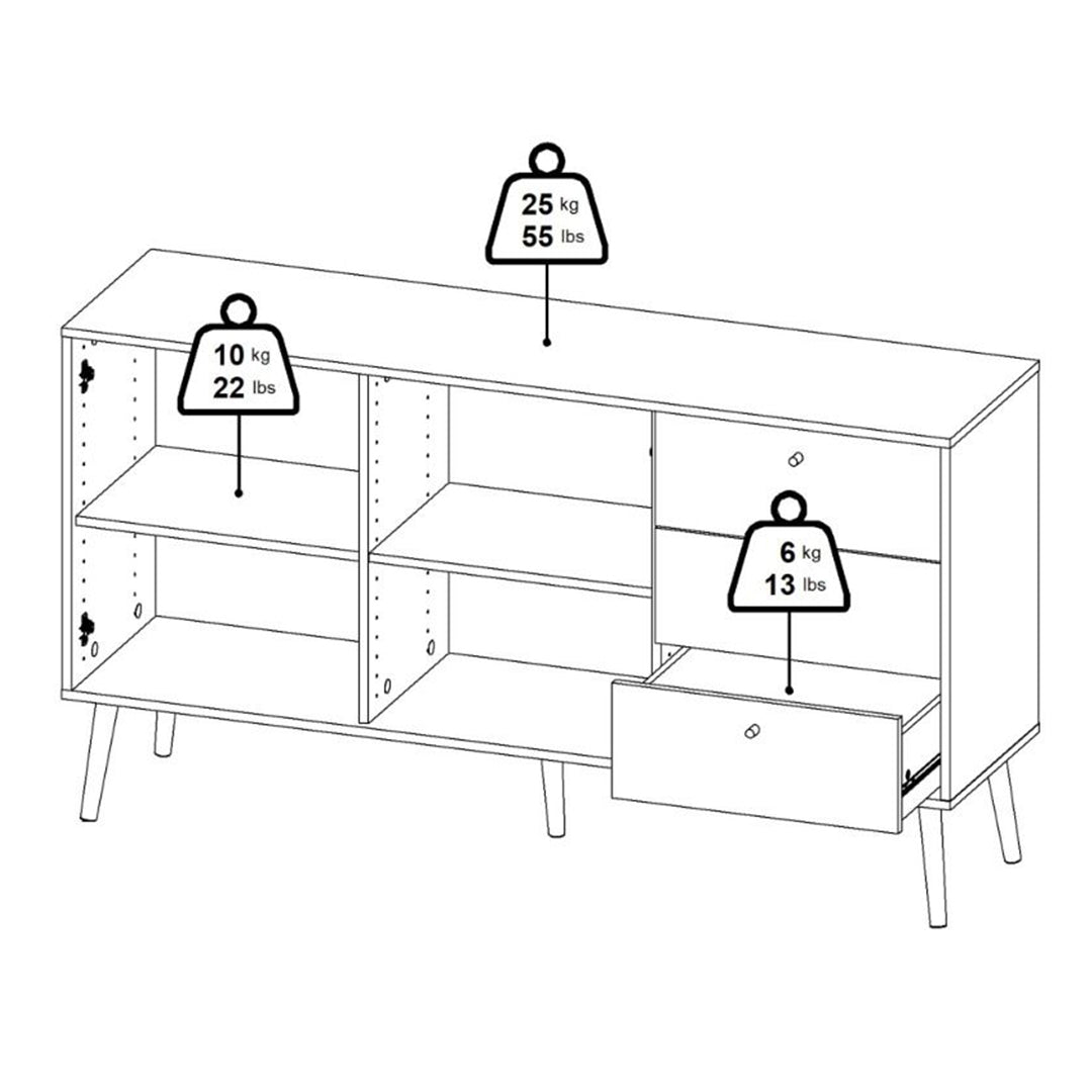 Wooden Sideboard With 2 Doors And 3 Drawers - Cumbria