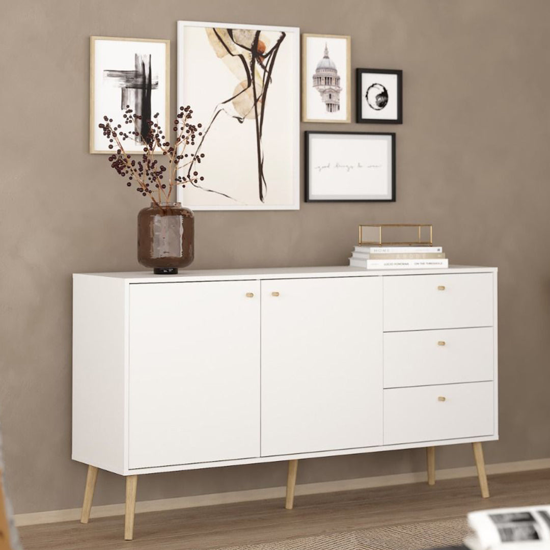 Wooden Sideboard With 2 Doors And 3 Drawers - Cumbria