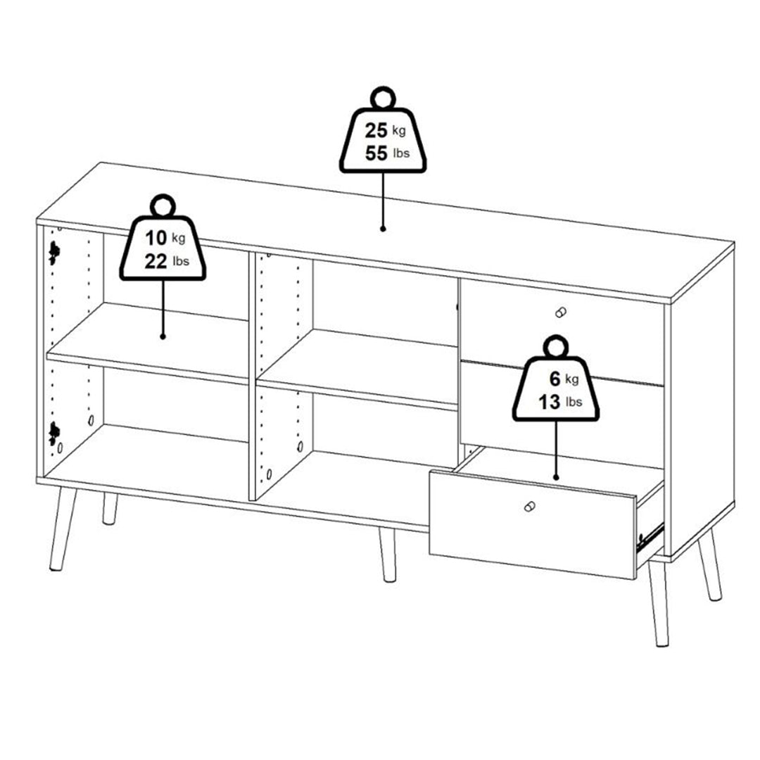 Wooden Sideboard With 2 Doors And 3 Drawers - Cumbria
