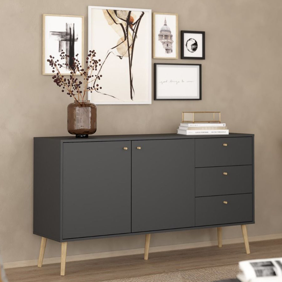 Wooden Sideboard With 2 Doors And 3 Drawers - Cumbria