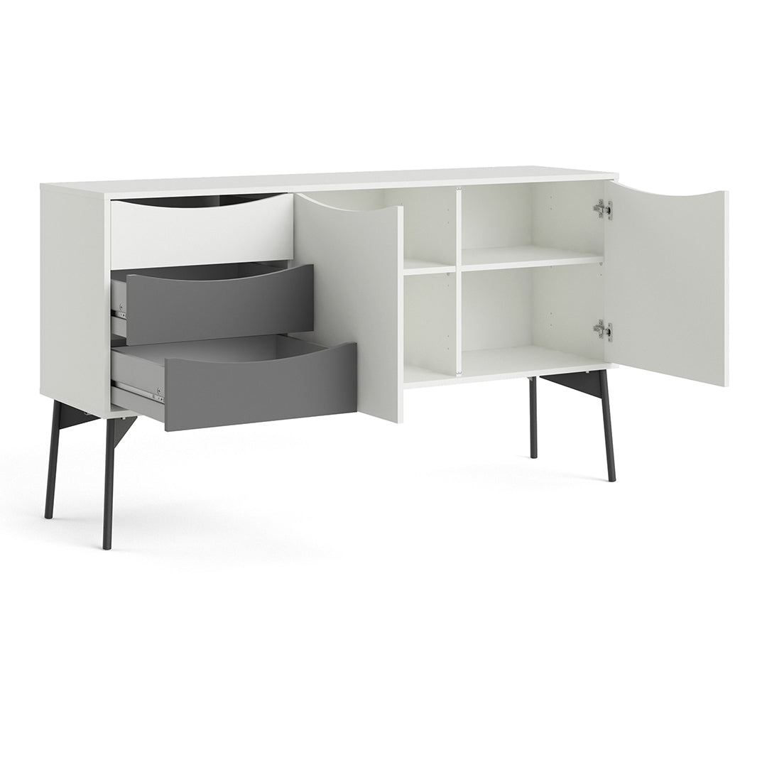 Wooden Sideboard With 2 Doors And 3 Drawers - Fur