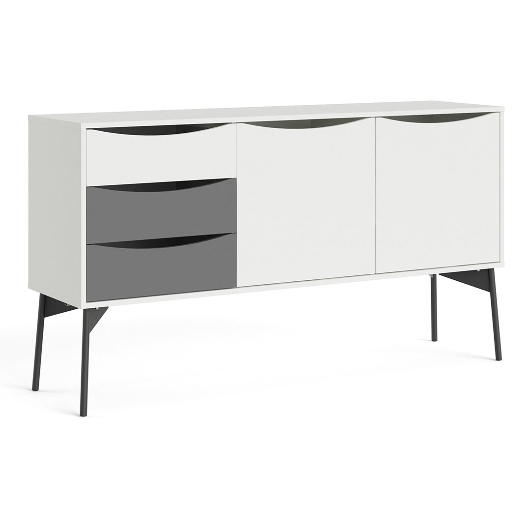 Wooden Sideboard With 2 Doors And 3 Drawers - Fur