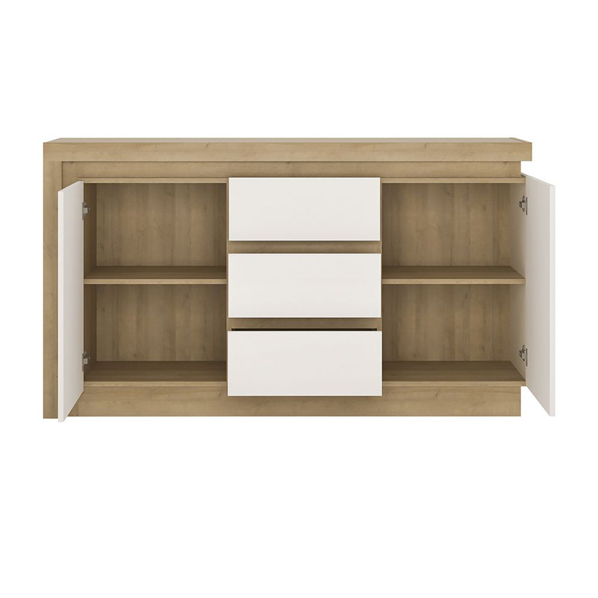 Wooden Sideboard With 2 Doors 3 Drawers And LED Lights - Lyon