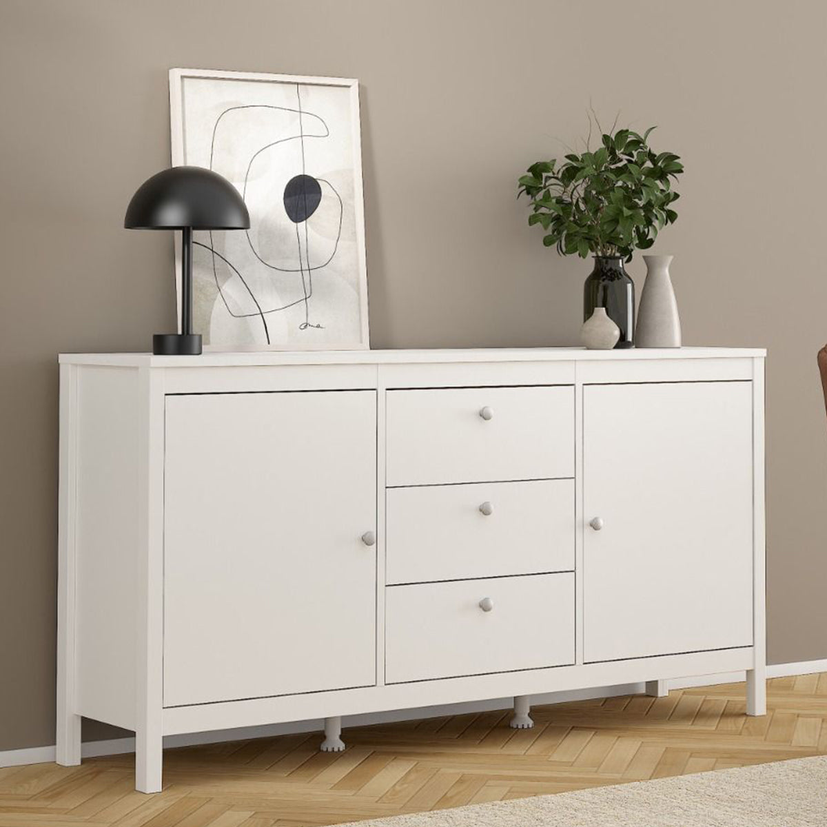 Wooden Sideboard With 2 Doors And 3 Drawers - Madrid