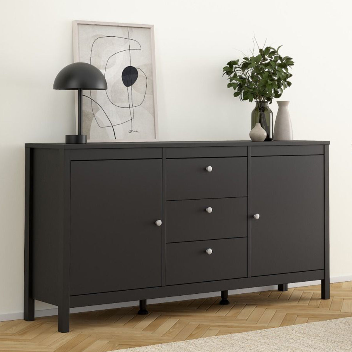 Wooden Sideboard With 2 Doors And 3 Drawers - Madrid