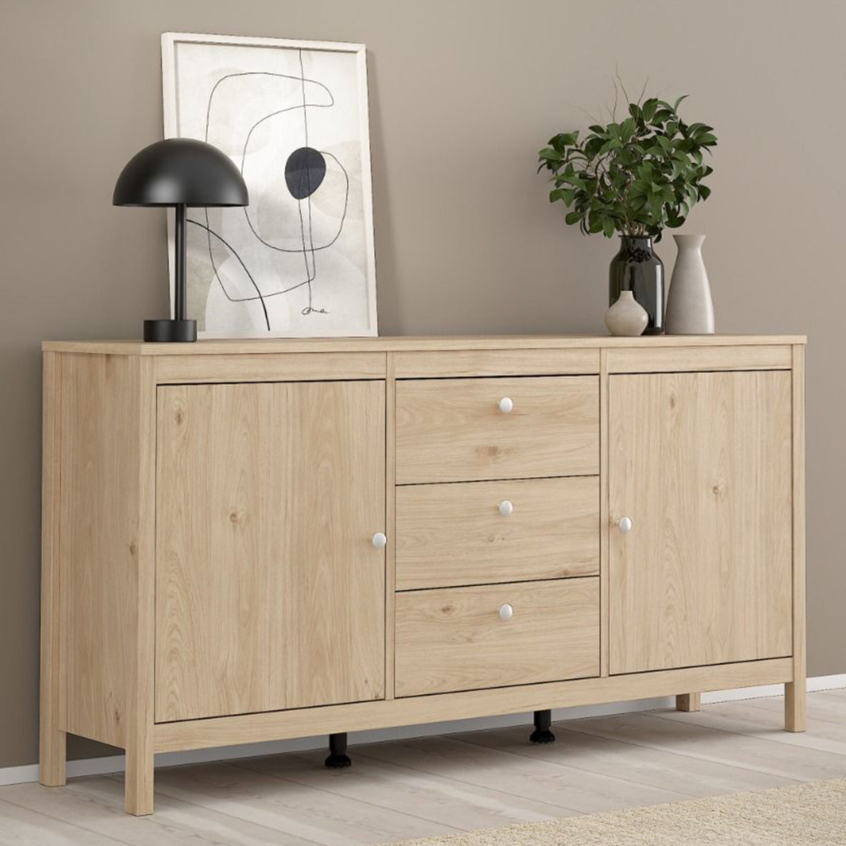 Wooden Sideboard With 2 Doors And 3 Drawers - Madrid