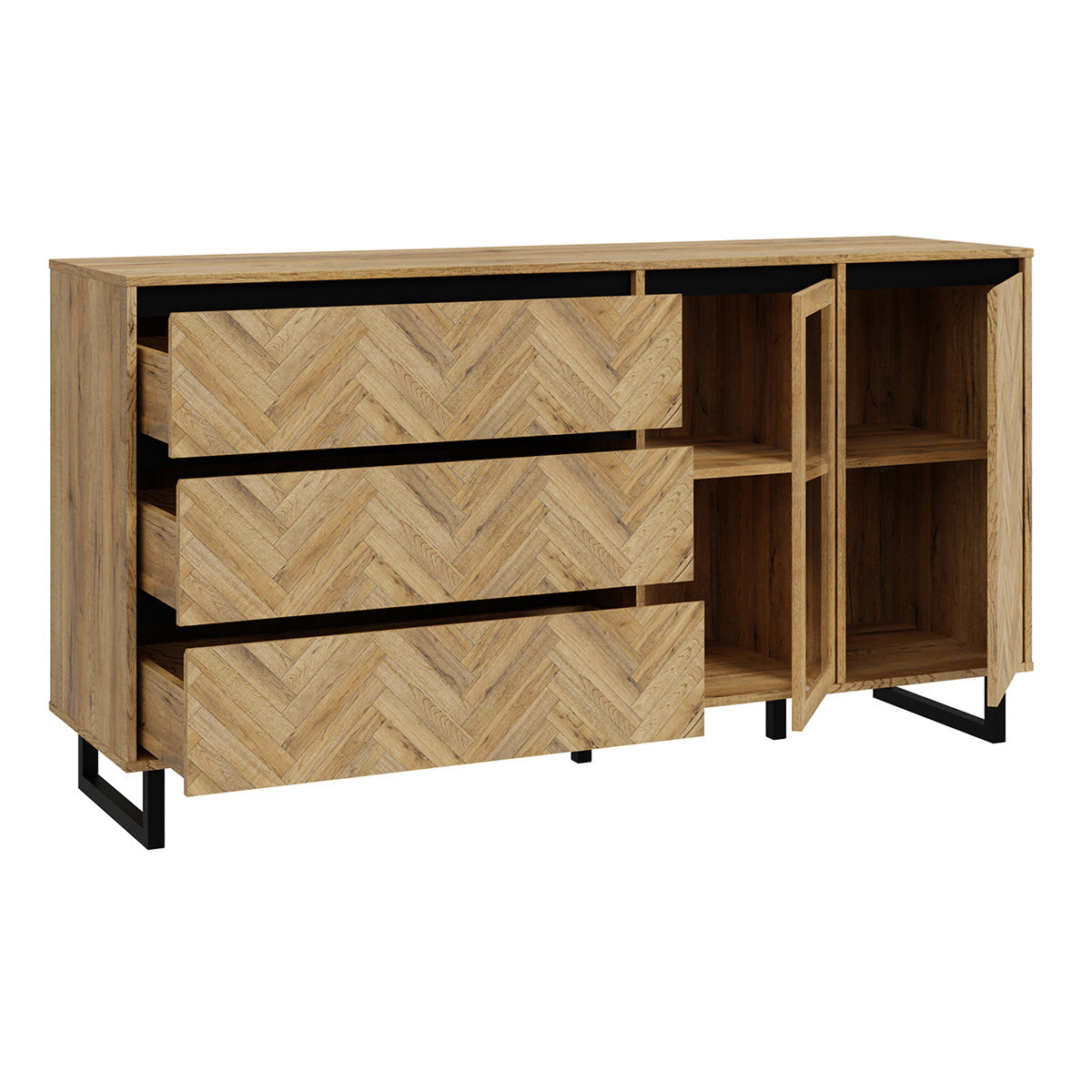 Wooden Sideboard With 2 Doors And 3 Drawers - Nikomedes