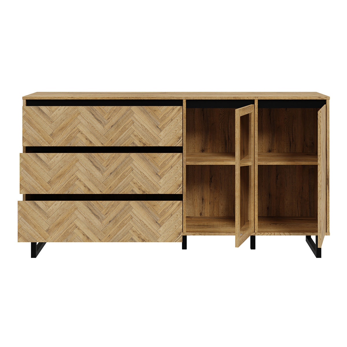 Wooden Sideboard With 2 Doors And 3 Drawers - Nikomedes