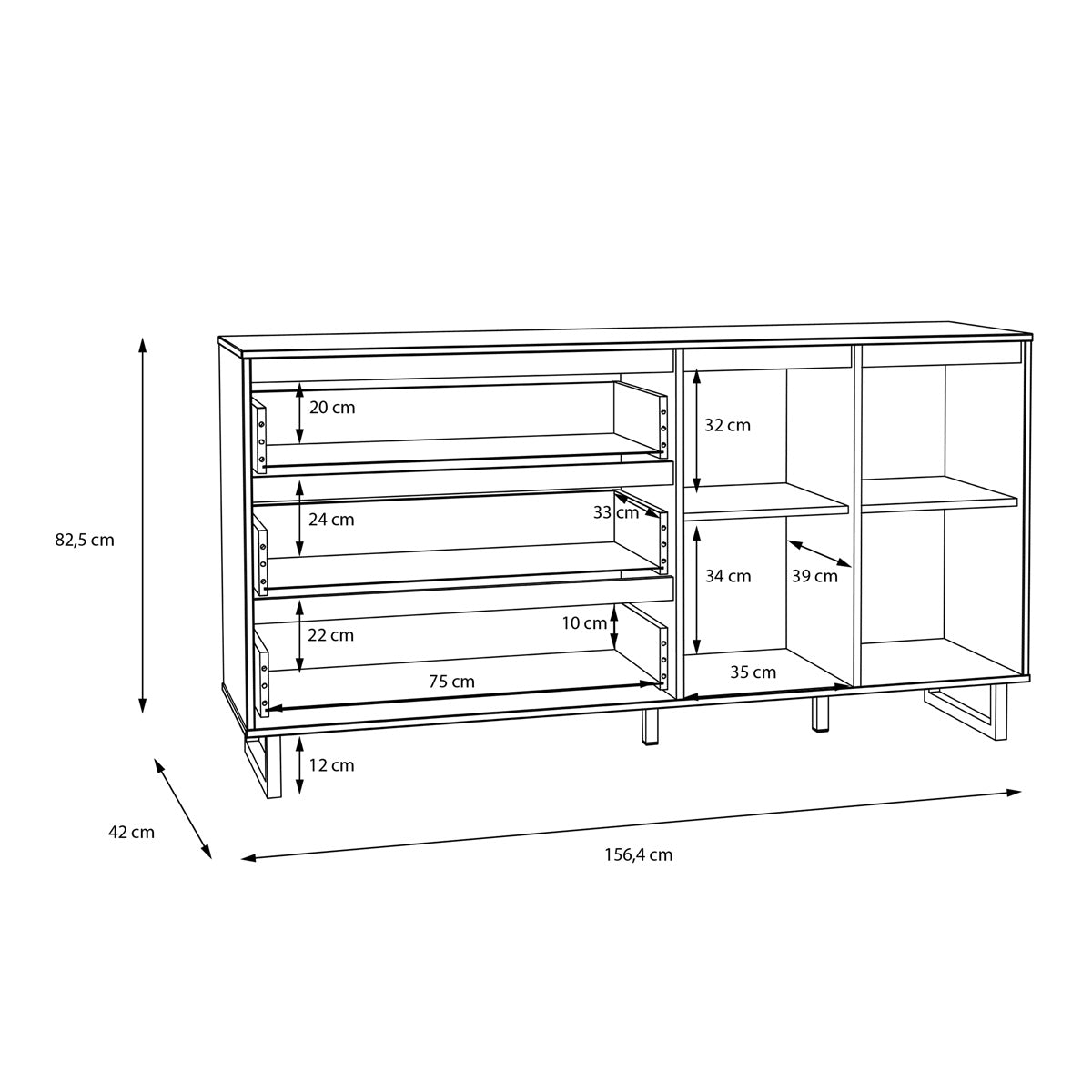 Wooden Sideboard With 2 Doors And 3 Drawers - Nikomedes