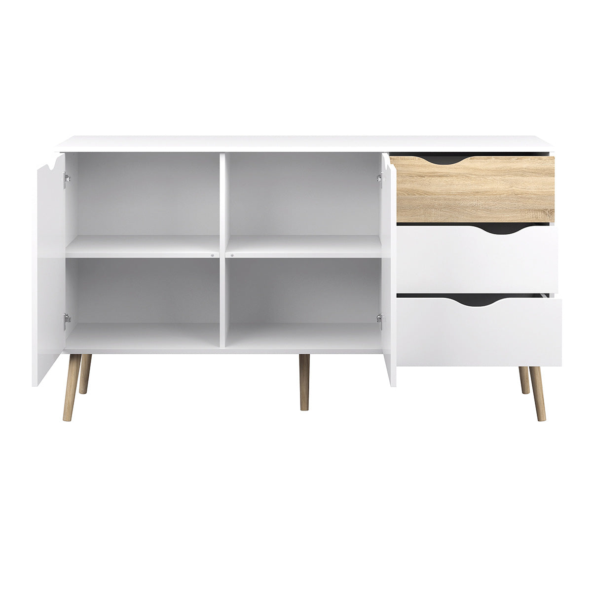 Wooden Sideboard With 2 Doors And 3 Drawers - Oslo