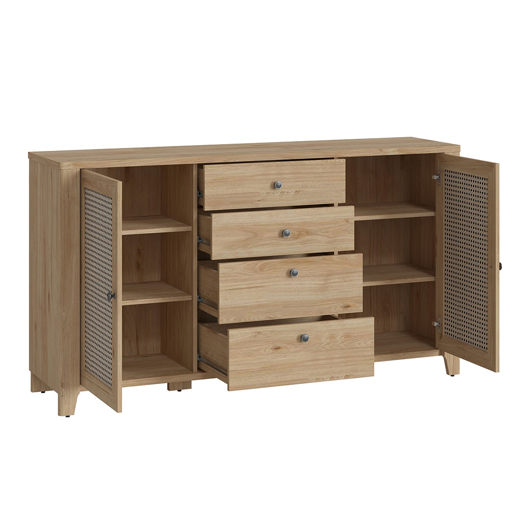 Wooden Sideboard With 2 Doors And 4 Drawers - Cestino