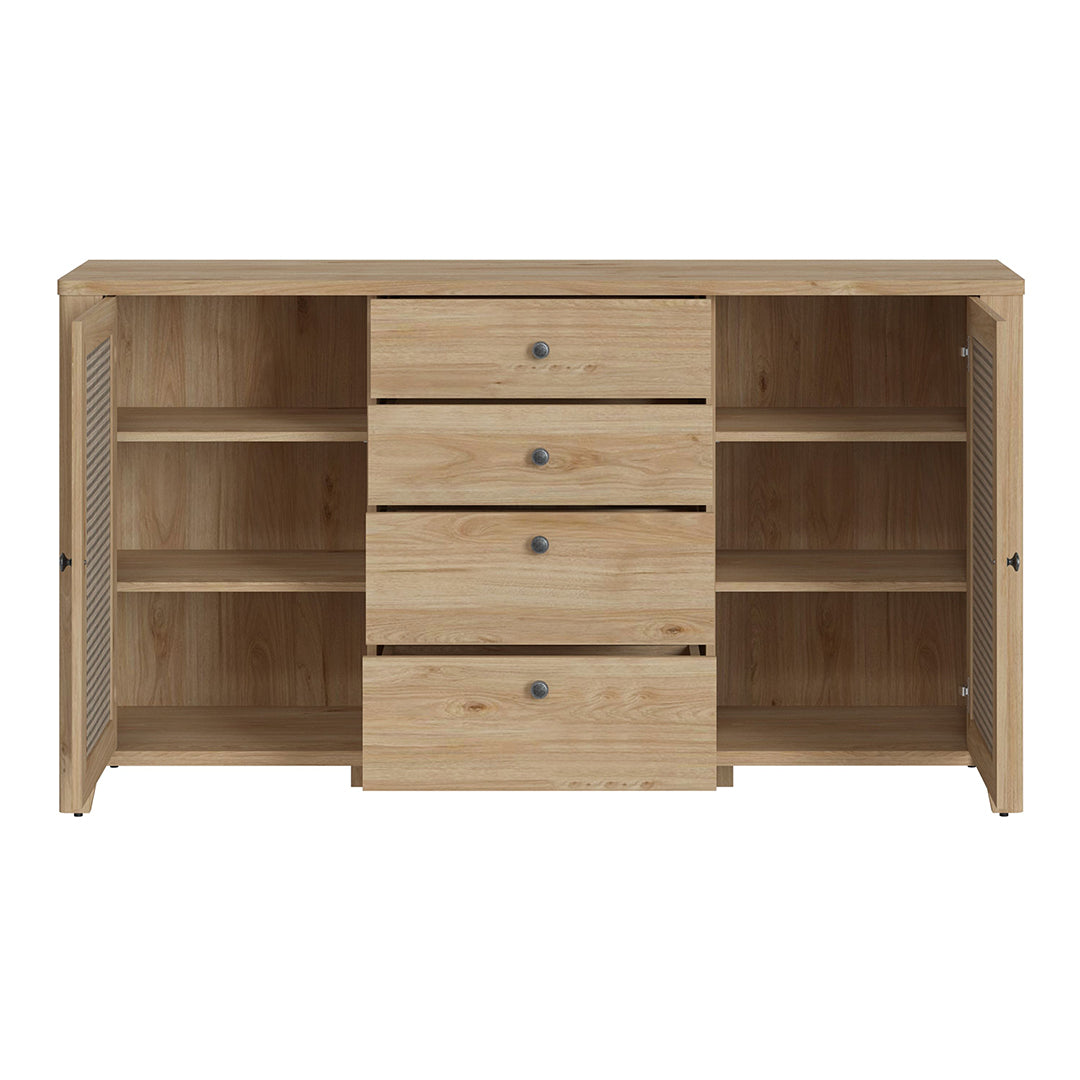 Wooden Sideboard With 2 Doors And 4 Drawers - Cestino