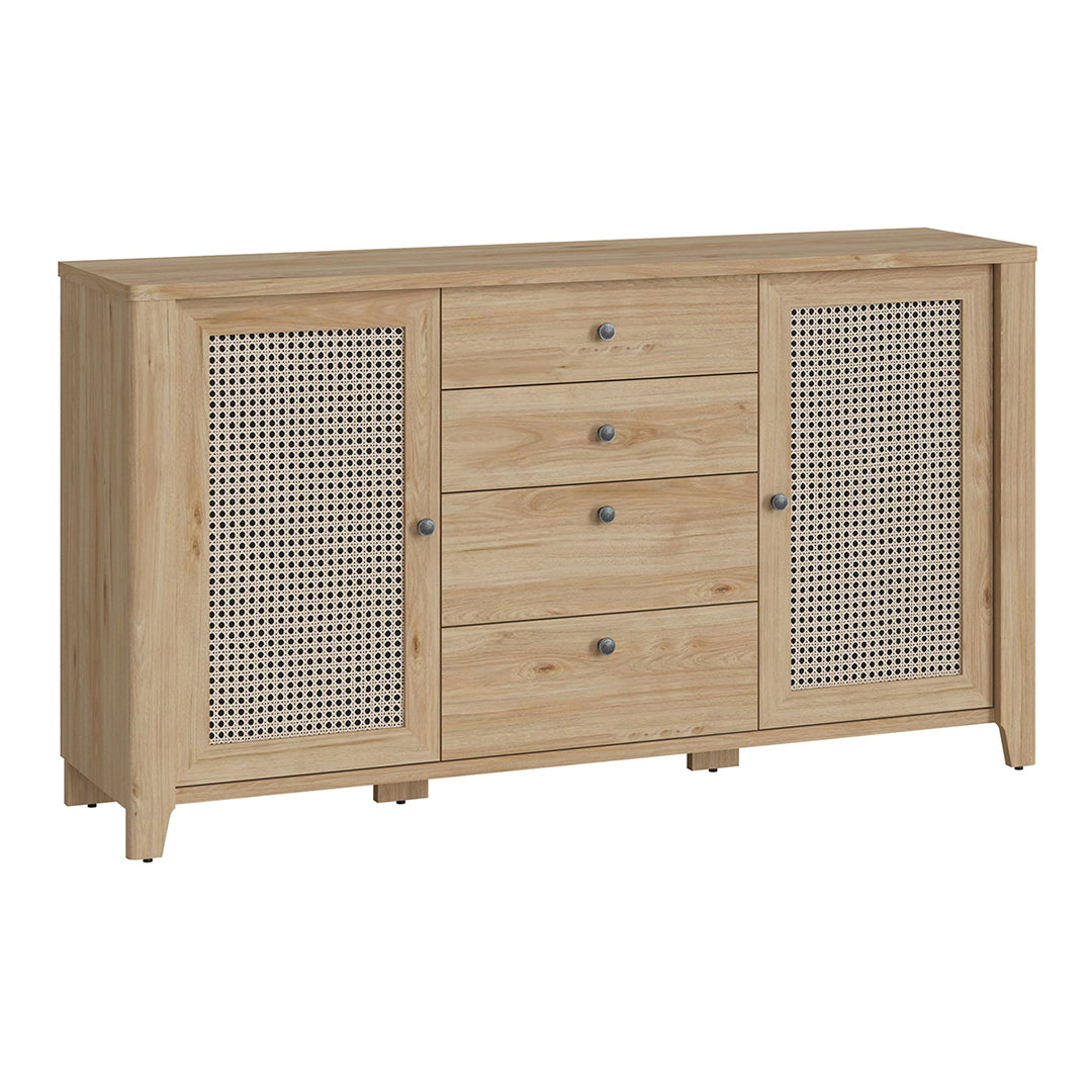 Wooden Sideboard With 2 Doors And 4 Drawers - Cestino