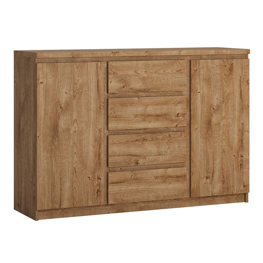 Wooden Sideboard With 2 Doors And 4 Drawers - Fribo