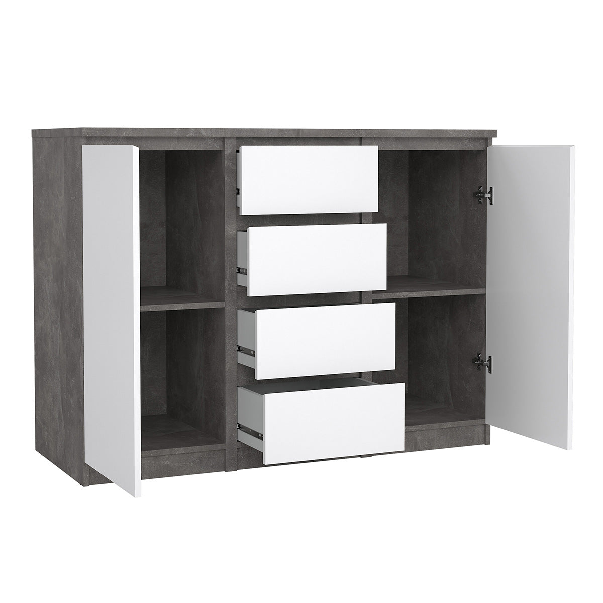 Wooden Sideboard With 2 Doors And 4 Drawers - Naia