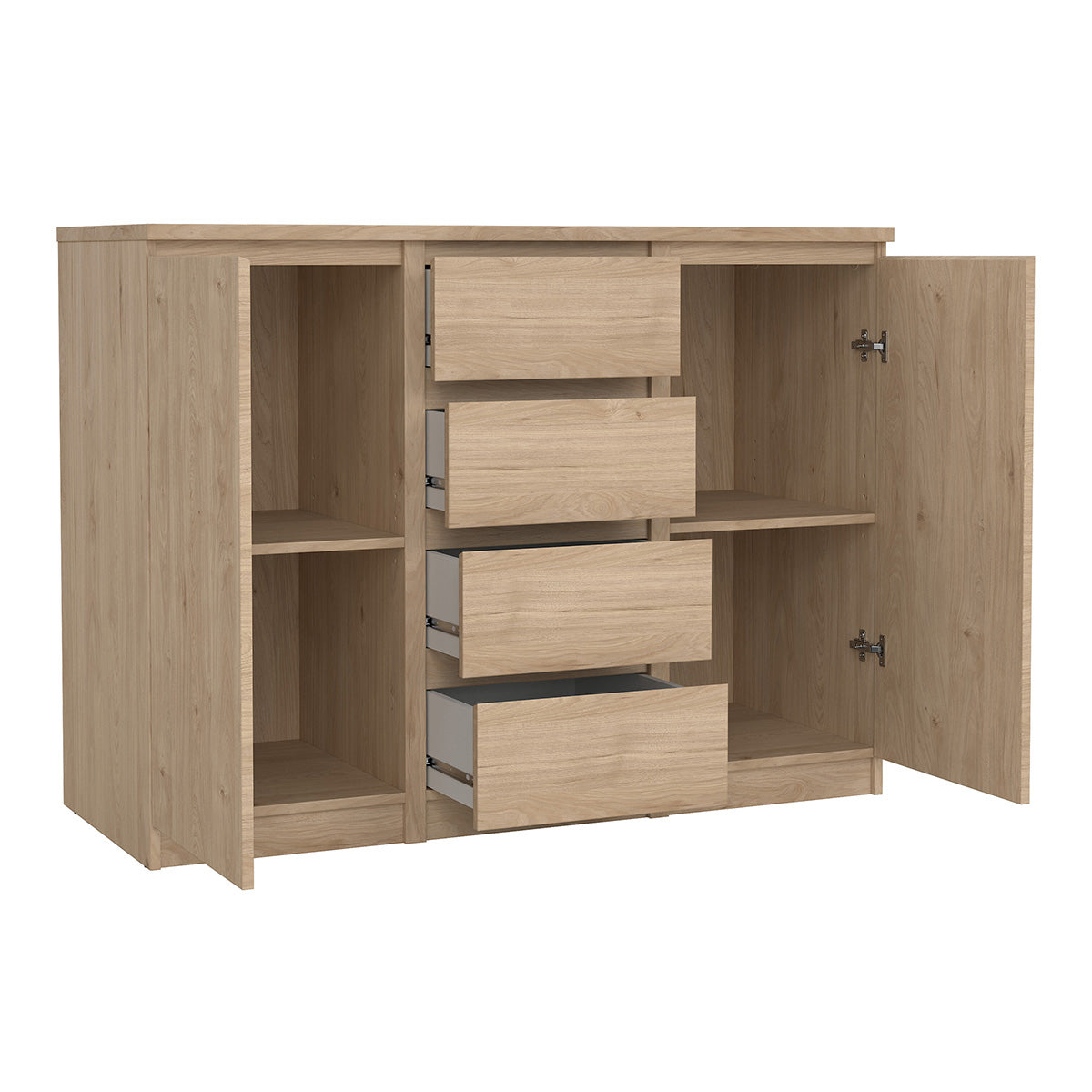 Wooden Sideboard With 2 Doors And 4 Drawers - Naia