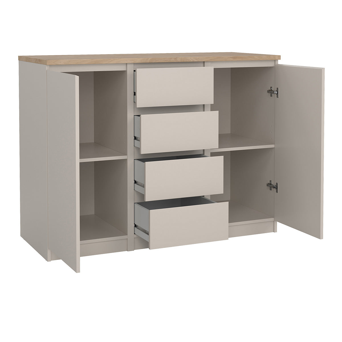 Wooden Sideboard With 2 Doors And 4 Drawers - Naia