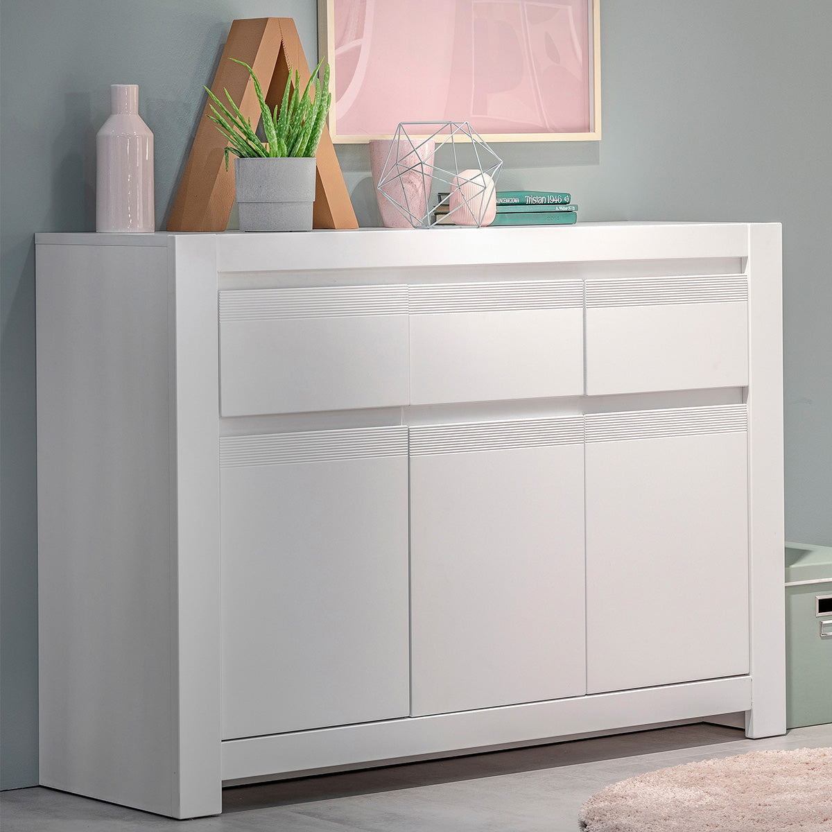Wooden Sideboard With 3 Door And 3 Drawers - Novi