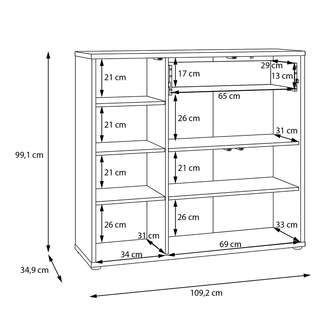 Wooden Sideboard With 3 Doors And 1 Drawer - Alice Springs