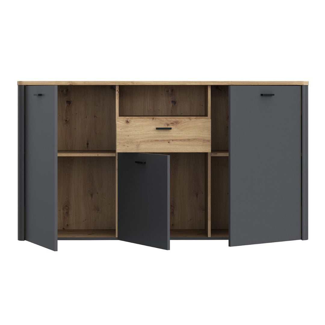 Wooden Sideboard With 3 Doors And 1 Drawer - Klara