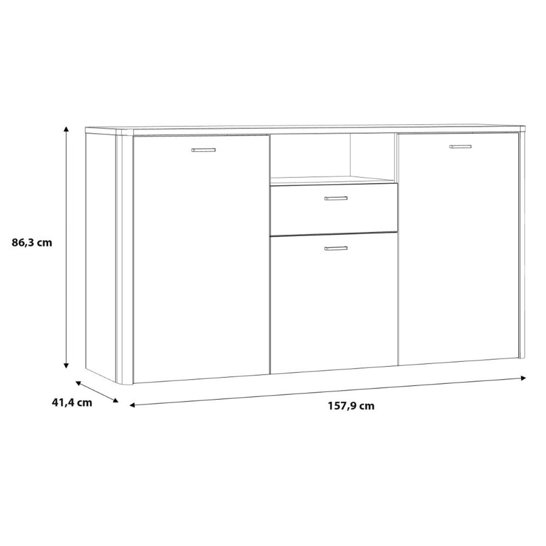 Wooden Sideboard With 3 Doors And 1 Drawer - Klara