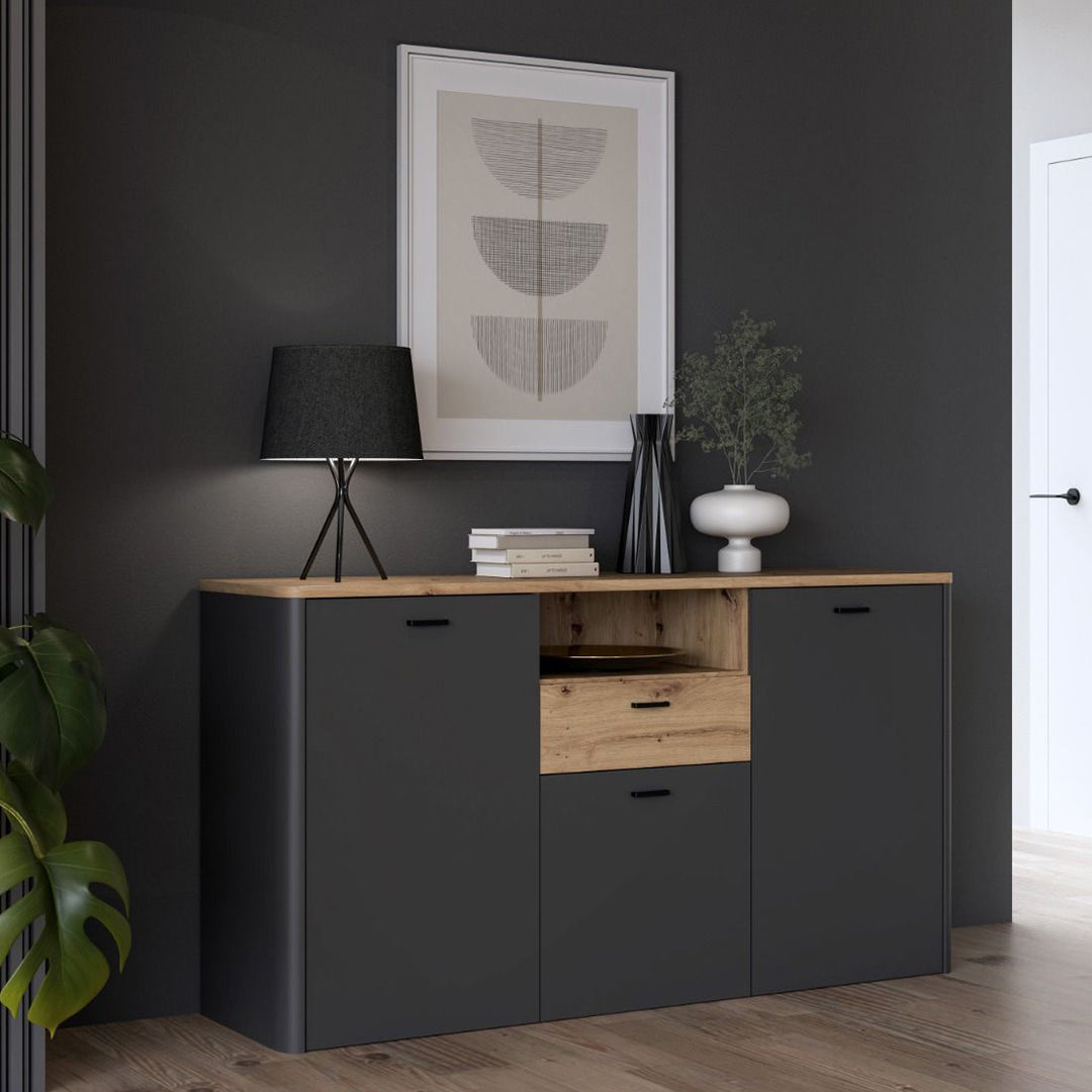 Wooden Sideboard With 3 Doors And 1 Drawer - Klara