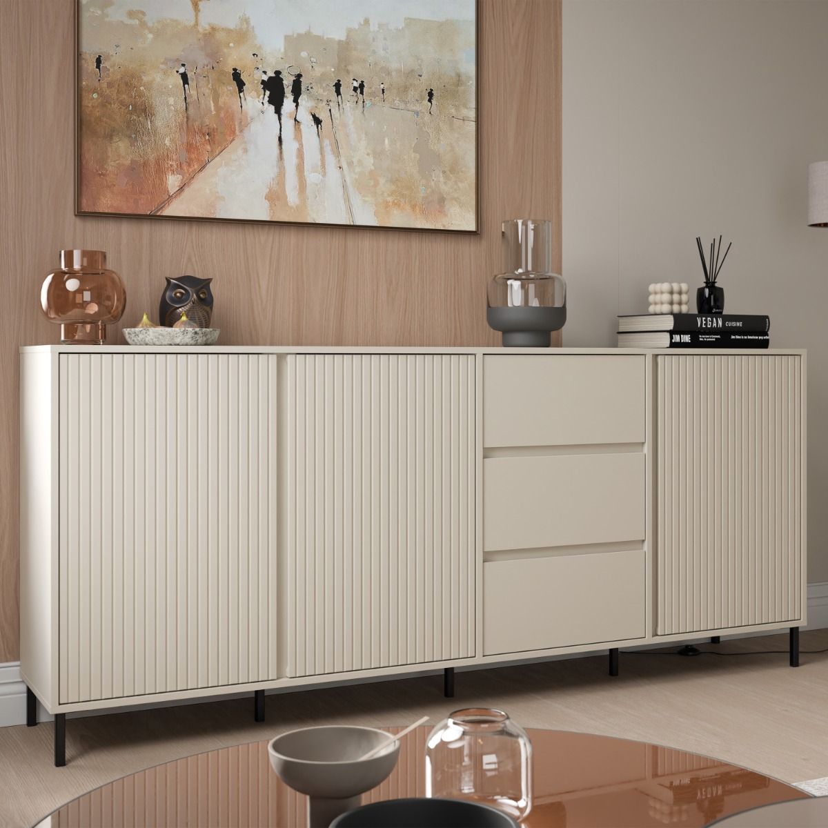Wooden Sideboard With 3 Doors And 3 Drawers - Avenale