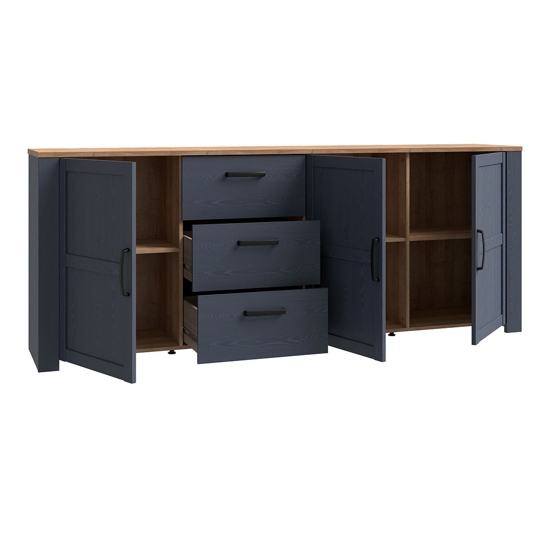 Wooden Sideboard Wide With 3 Doors And 3 Drawers - Bohol