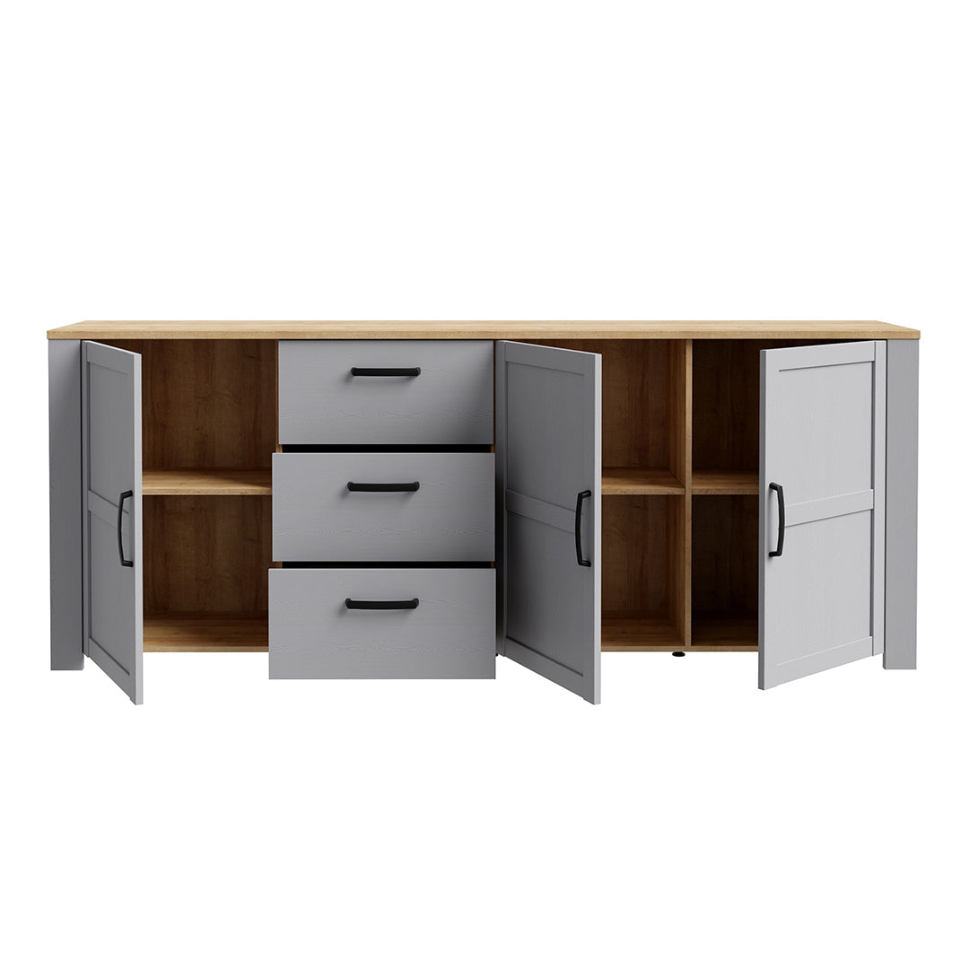 Wooden Sideboard Wide With 3 Doors And 3 Drawers - Bohol