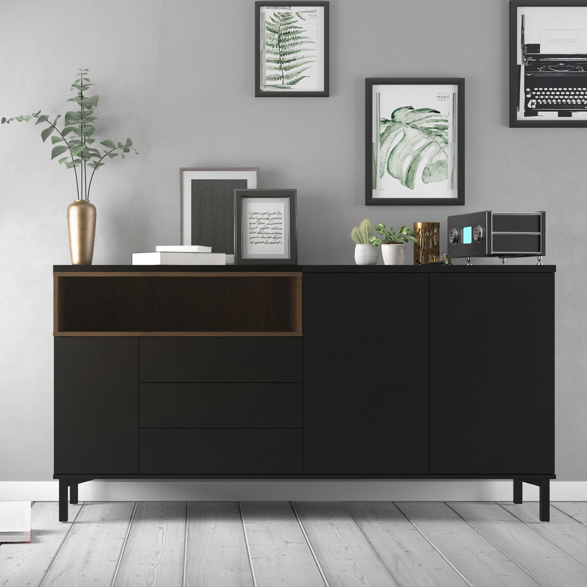 Wooden Sideboard With 3 Doors And 3 Drawers - Roomers
