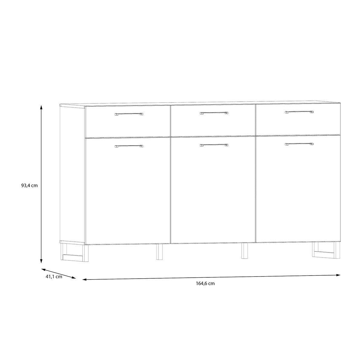 Wooden Sideboard With 3 Doors And 3 Drawers - Sali