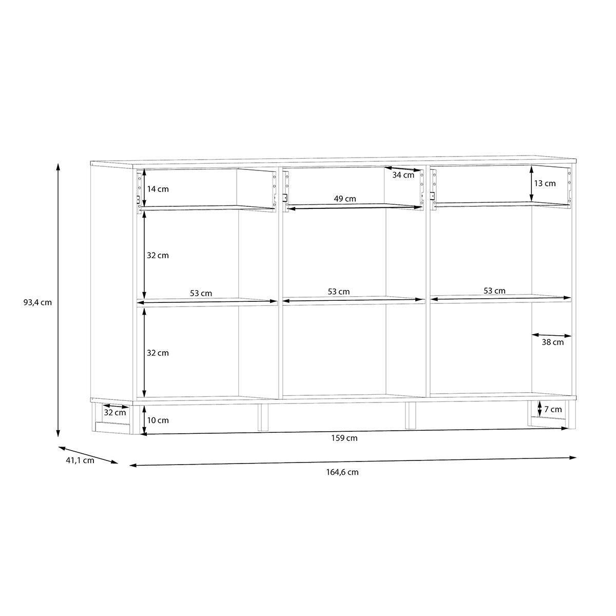 Wooden Sideboard With 3 Doors And 3 Drawers - Sali