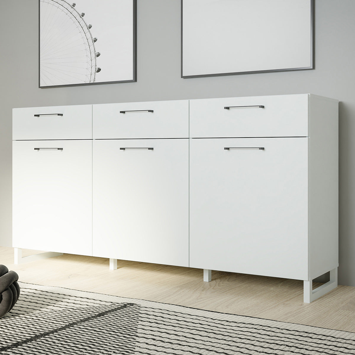 Wooden Sideboard With 3 Doors And 3 Drawers - Sali