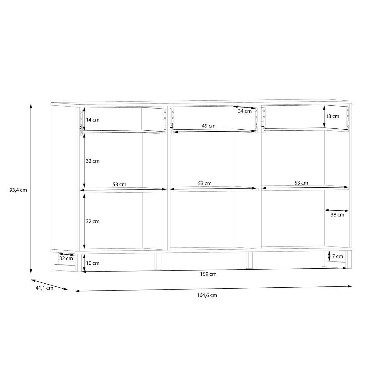 Wooden Sideboard With 3 Doors And 3 Drawers - Sali