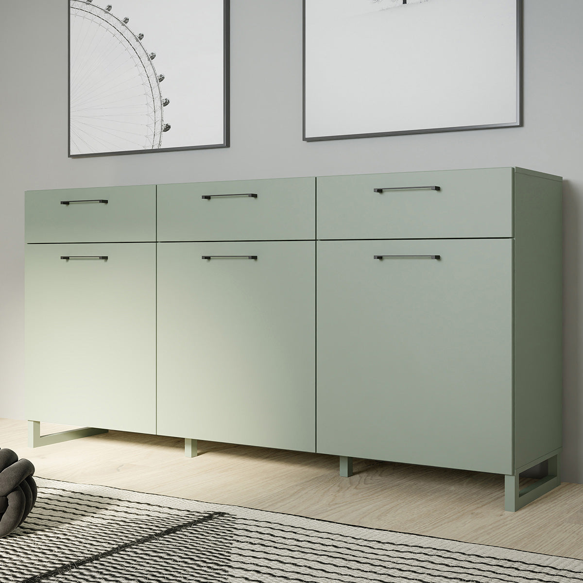 Wooden Sideboard With 3 Doors And 3 Drawers - Sali