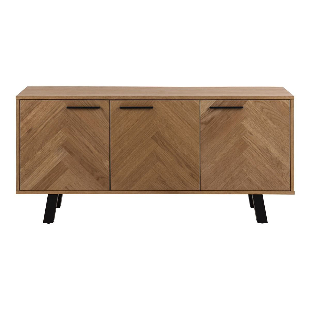 Wooden Sideboard With 3 Doors in Herringbone Effect - Brighton