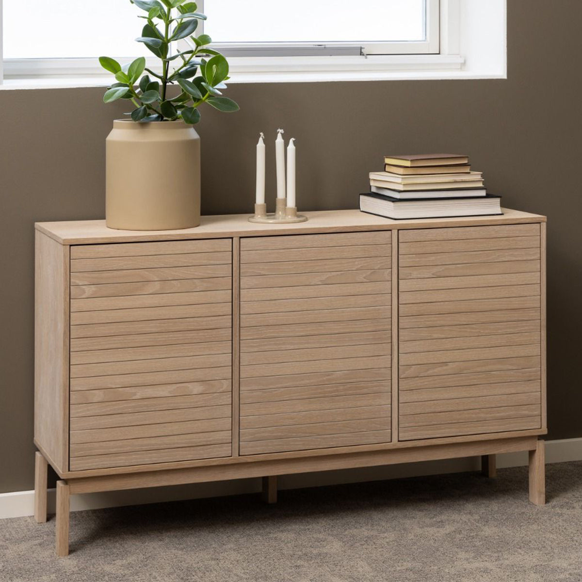 Wooden Sideboard With 3 Doors - Linley