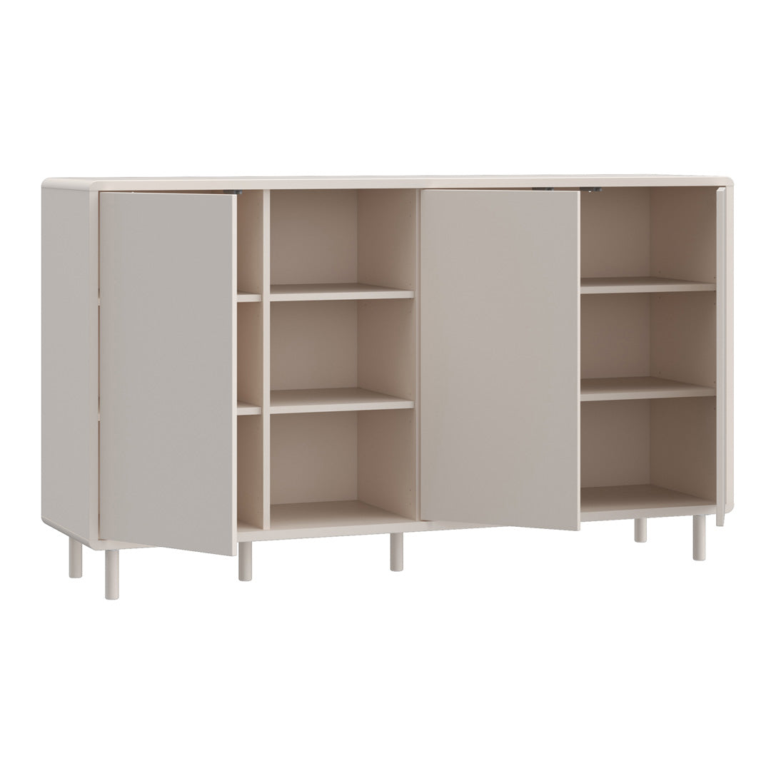 Wooden Sideboard With 3 Doors And Open Shelves - Playly
