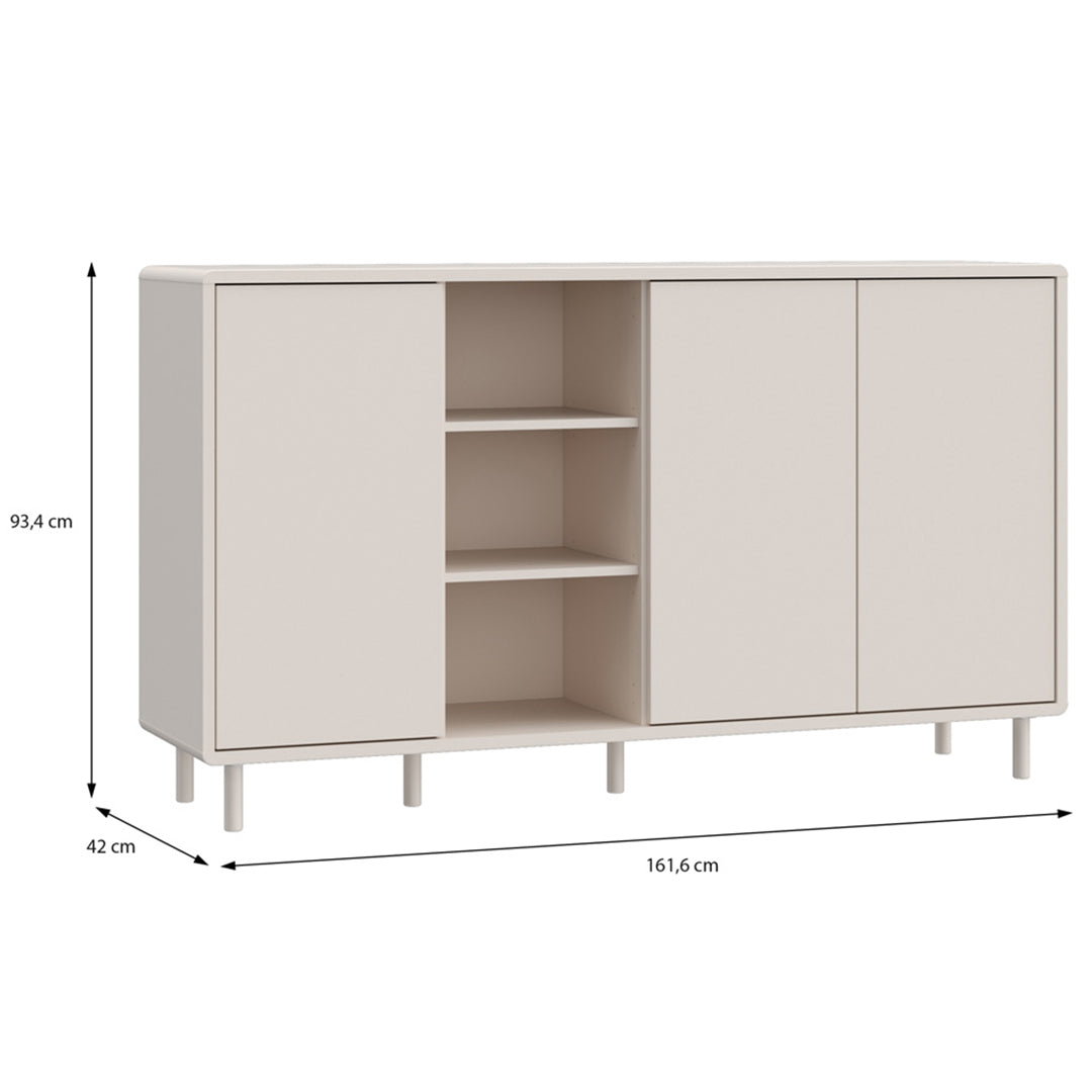 Wooden Sideboard With 3 Doors And Open Shelves - Playly