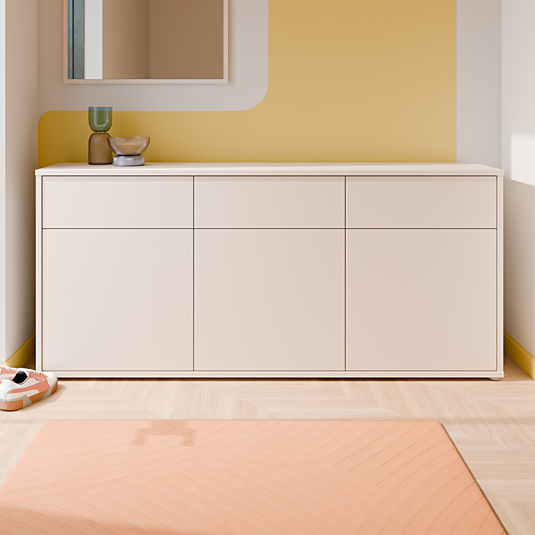 Wooden Sideboard With 3 Push-to-Open Doors And 3 Drawers - Alice Springs