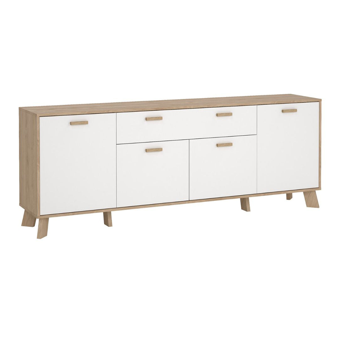 Wooden Sideboard With 4 Doors And 1 Drawer In White Fronts - Ikast