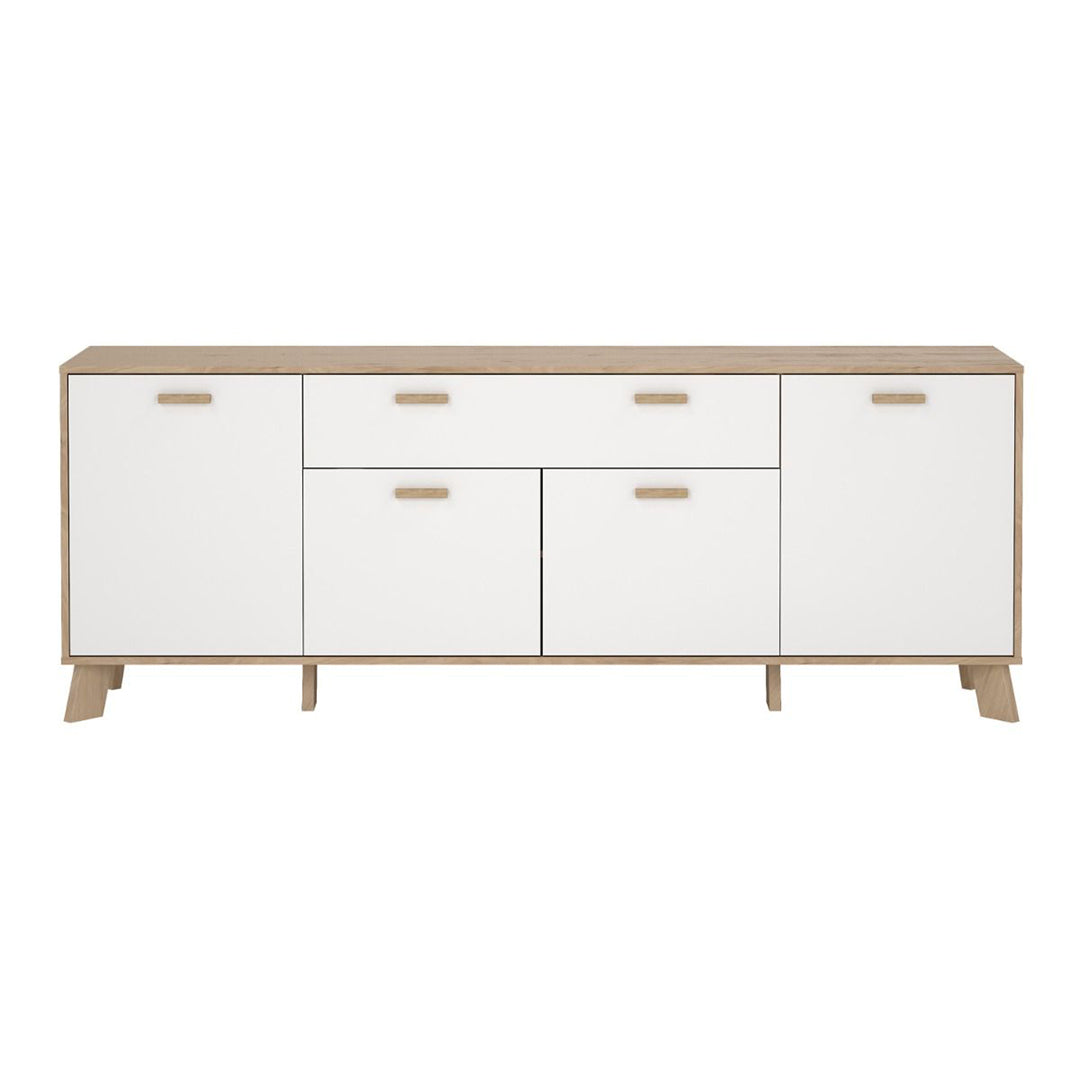 Wooden Sideboard With 4 Doors And 1 Drawer In White Fronts - Ikast