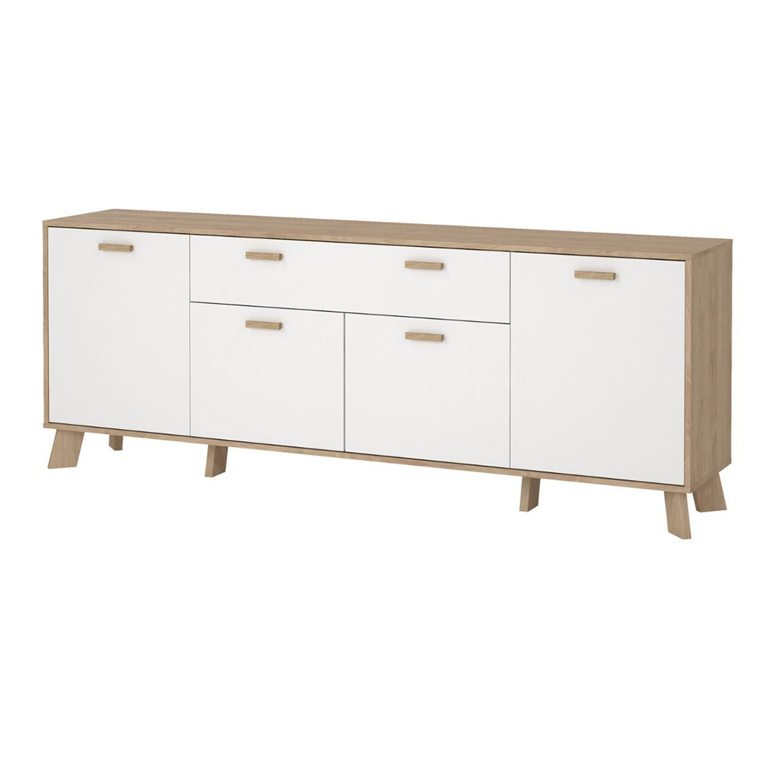 Wooden Sideboard With 4 Doors And 1 Drawer In White Fronts - Ikast