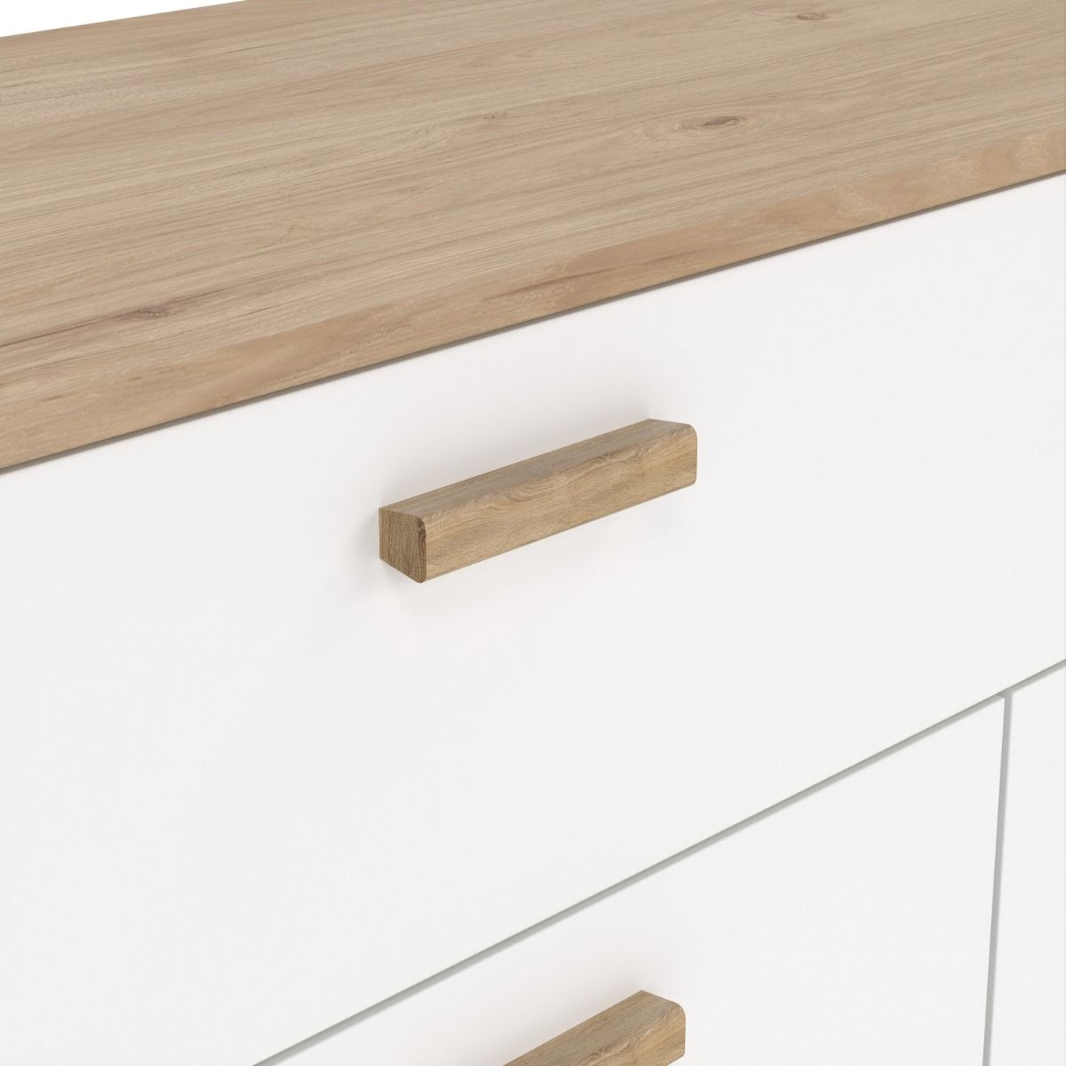 Wooden Sideboard With 4 Doors And 1 Drawer In White Fronts - Ikast