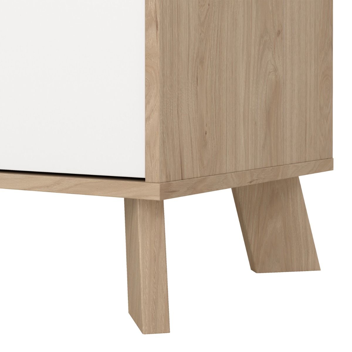 Wooden Sideboard With 4 Doors And 1 Drawer In White Fronts - Ikast