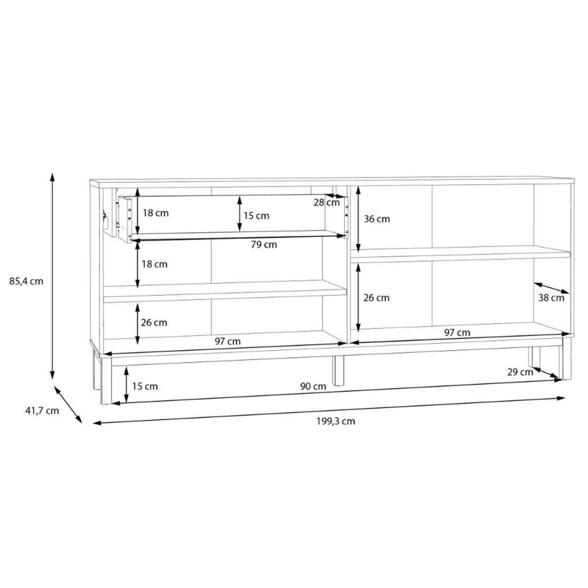 Wooden Sideboard With 4 Doors And 1 Drawer - Wensley